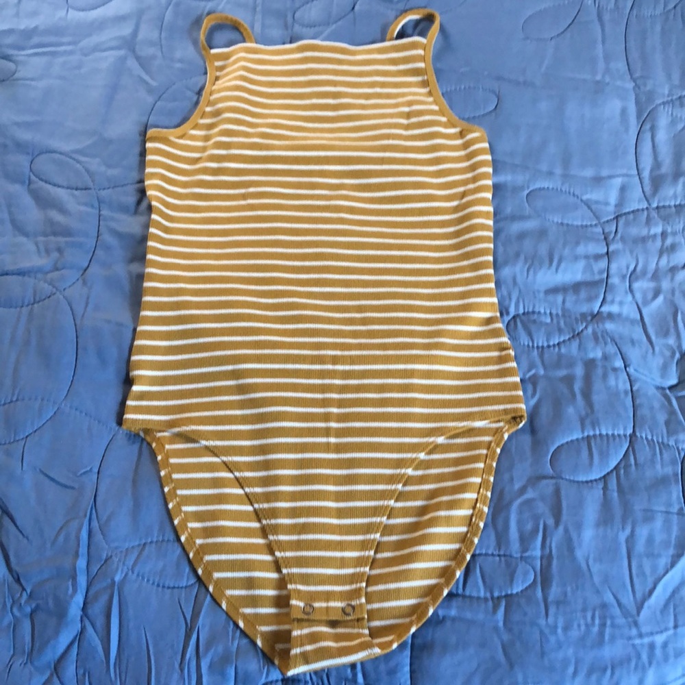 Yellow and white striped bodysuit